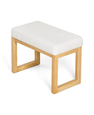 Shoe-changing bench with wooden frame and cushioned seat - Beige