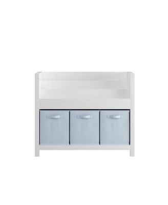 Kids Bookshelf with 3 Tier Storage & 3 Fabric Bins, Wooden Toddler Bookcase