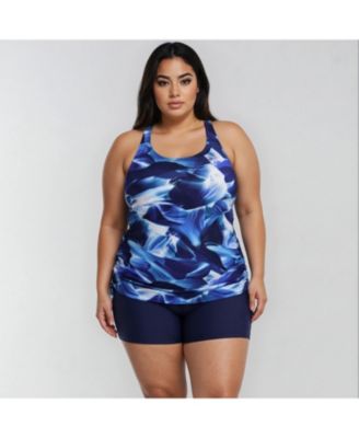 Plus Size Maya Tankini Swim Top With Built-In Bra and Swim Shorts Set