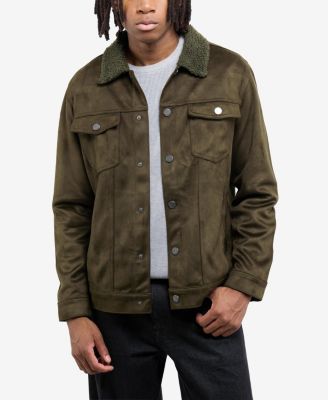 X RAY Men's Faux Suede Jacket With Faux Fur Collar