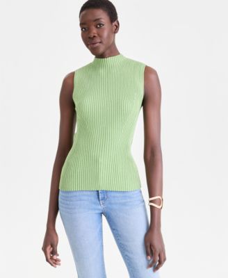 Women's Metallic Rib-Knit Sleeveless Sweater