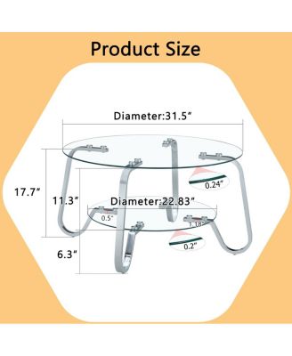 Retro minimalist metal frame glass coffee table, 31.5