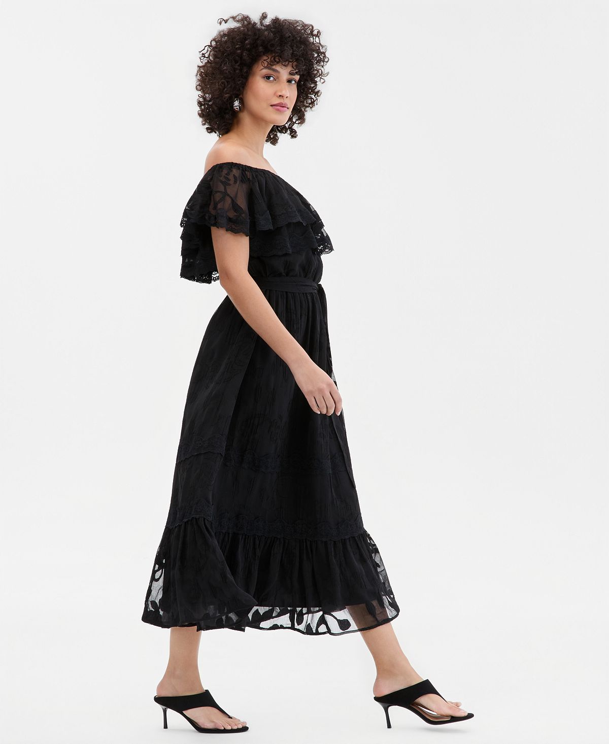 I.N.C. International Concepts Women's Off-The-Shoulder Lace Midi Dress, Macy's Exclusive view 2 — MAYCSS fashion products
