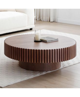 Round Mid Century Modern Coffee Table - Walnut