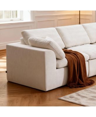 Modern L-Shaped Sectional Sofa with Chaise Lounge, Corduroy Couch