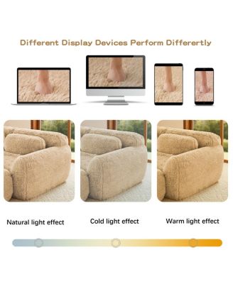 L-shaped Soft Fluffy Plush Boneless Sofa with Pillows, No Assembly, Movable Ottoman