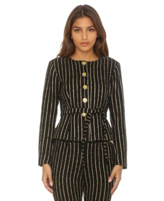 Women's Arjun Tweed Long Sleeve Scoop Neck Sweater Jacket