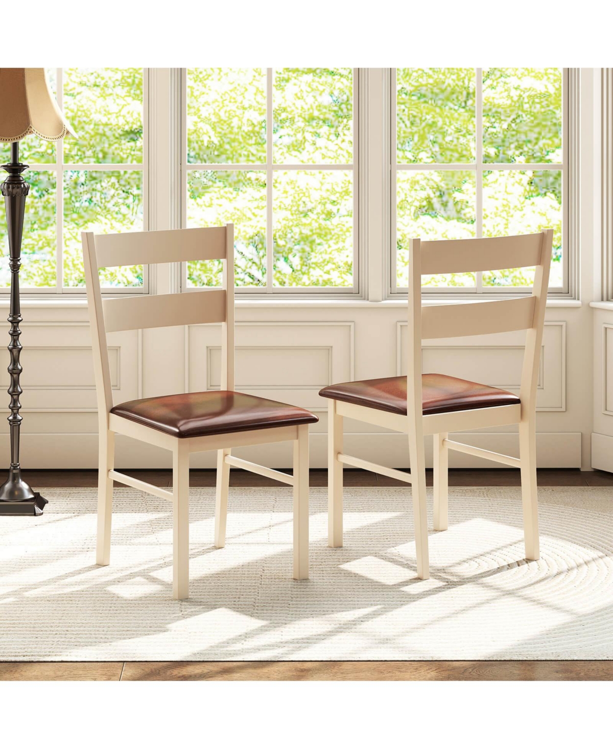 Costway Wooden dining chair with rubber wood frame padded seat for kitchen