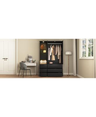Wardrobe Closet 71.7" H, 2 Doors 6 Drawers