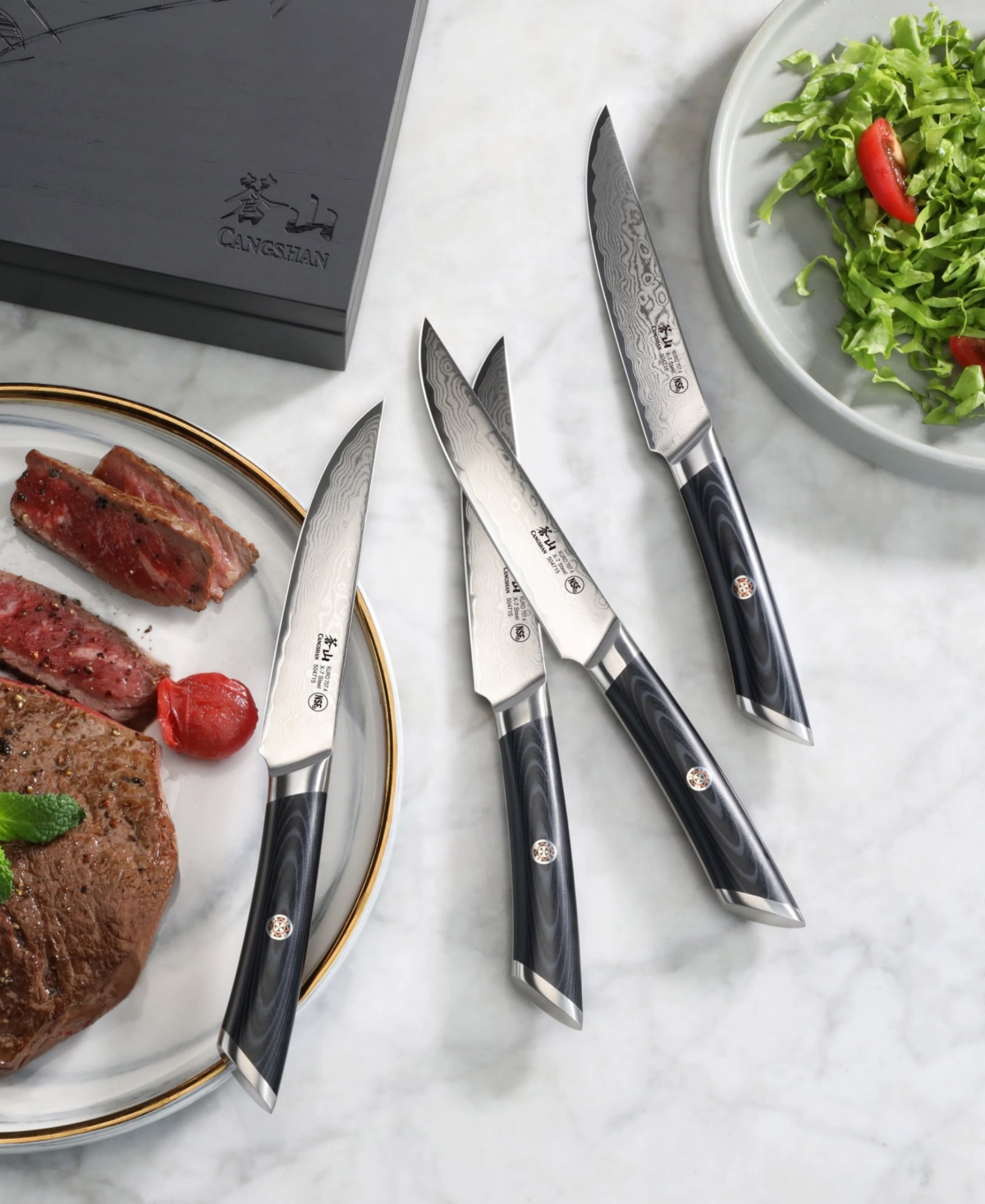 Cangshan Kuro Series Steel 4-Pc. Steak Knife Set