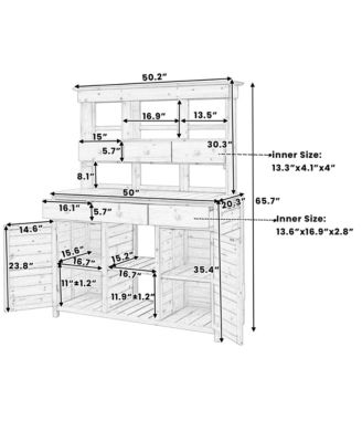 Garden Potting Bench Table with Hutch, Patio Storage Workstation