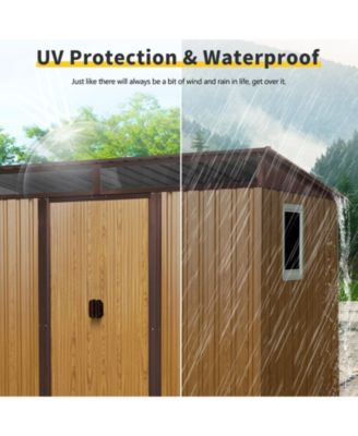 Mondawe 8ftx6ft Outdoor Metal Storage Shed with Window,Transparent plate and lockable sliding door