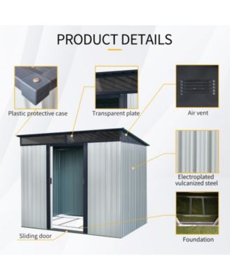 Mondawe 8ft x 6ft Outdoor Metal Storage with Lockable Sliding Doors and Transparent plate
