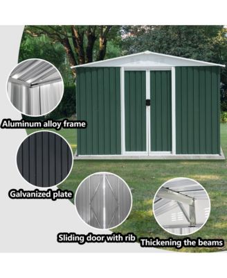 8FTx6FT Outdoor Storage Garden Bike Shed With Aluminum alloy frame and sliding door