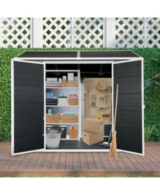 Mondawe 8 x 6 ft Resin Outdoor Storage Shed with Floor & Two Windows & Lockable Door