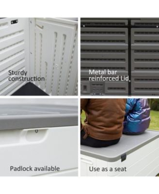 110 Gal. Resin Outdoor Storage Cabinet,Garden Tool Box with Lockable Lid in White