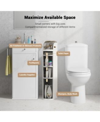 4-Tier Narrow Bathroom Storage Cabinet, Slim Rolling Organizer with Drawers & Wheels, White