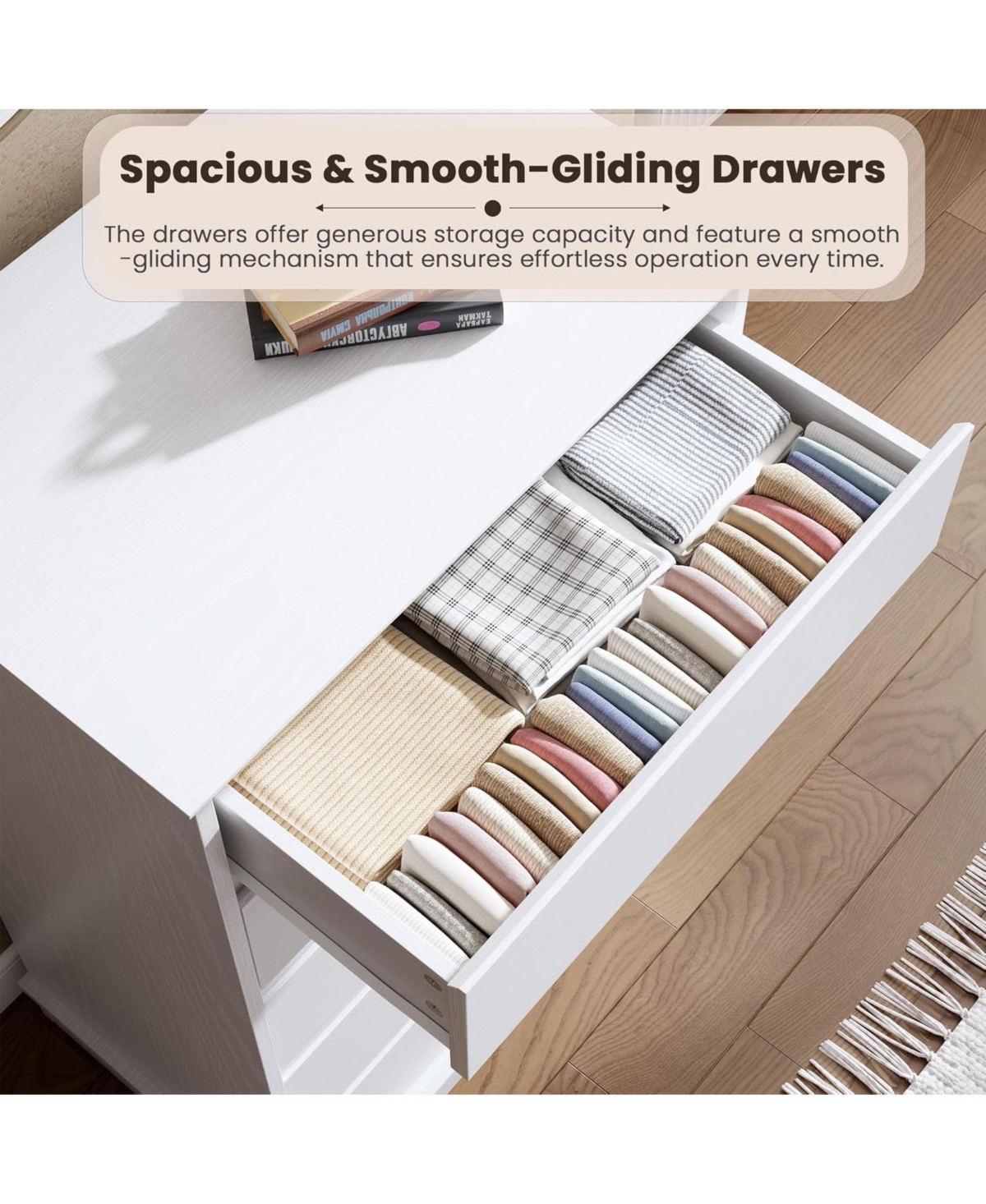 gaomon 5-Drawer Tall Dresser for Bedroom, Wooden Chest of Drawers with Deep Storage for Living Room, White