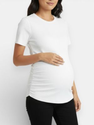 Women's Women's Crew Neck Side-Ruched Maternity Short Sleeve Top - Motherhood Maternity