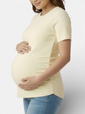 Women's Women's Crew Neck Side-Ruched Maternity Short Sleeve Top - Motherhood Maternity