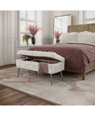 Huggy Luxury Plush Faux Fur Upholstered Storage Bench