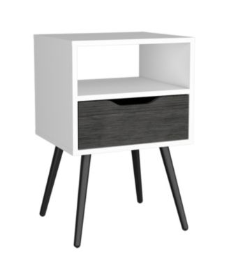 Nightstand Fugaz, Open Shelf, Single Drawer, Smokey Oak Finish