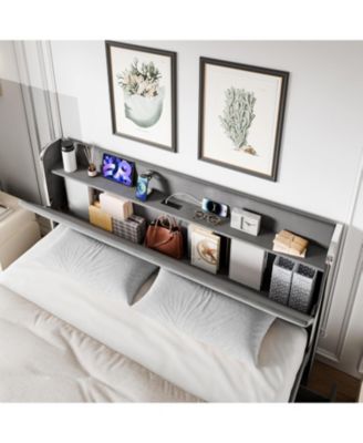 Bed Frame, Upholstered Platform Bed Frame with Trundle and 4 Storage Drawers, Bed Frame with Diamond Tufted Headboard - Queen