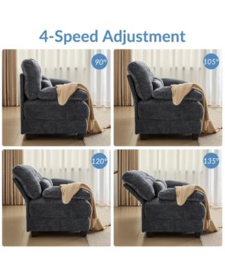 93" 3+1 Seater Sofa Ottoman, Adjustable Backrest, 350lb/Seat, Chenille