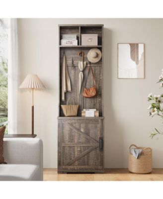 Farmhouse 3-in-1 Hall Tree with Shoe Storage Bench & Hooks for Entryway