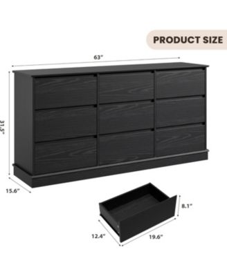 9-Drawer Dresser for Bedroom, Large Double Chest of Drawers with Deep Storage & Wide Top