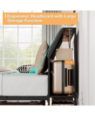 Bed Frame with Charging Station and Storage