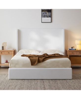 Carmen King Upholstered Wingback Bed - No Box Spring Needed