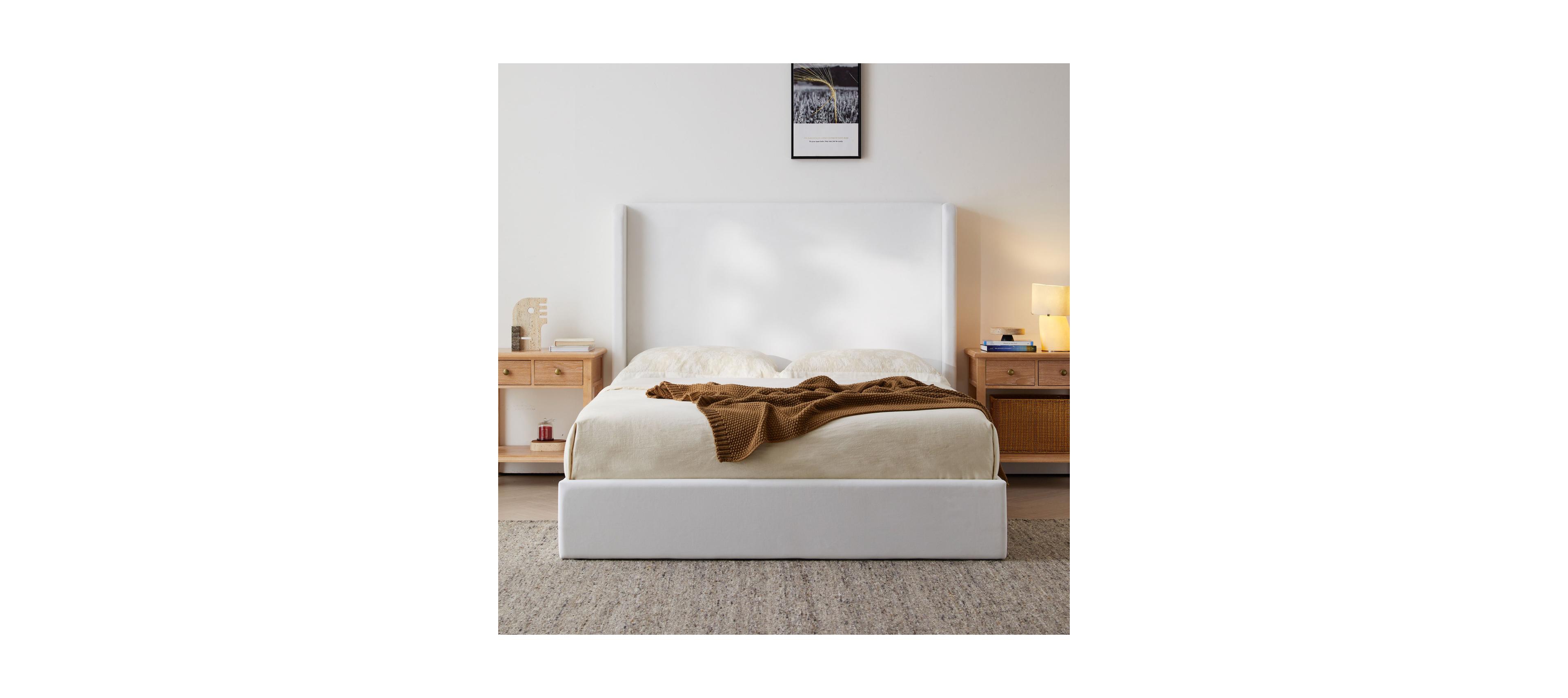 Streamdale Furniture Carmen King Upholstered Wingback Bed - No Box Spring Needed