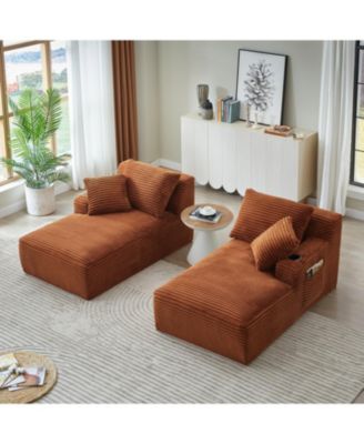 Compressible Double Chaise Lounge Sleeper Loveseat