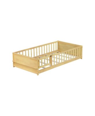 Twin Size Floor Bed with Book Rack and Door