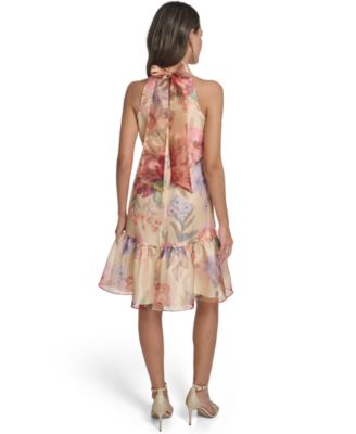 Women's Printed Tiered Halter Neck Dress