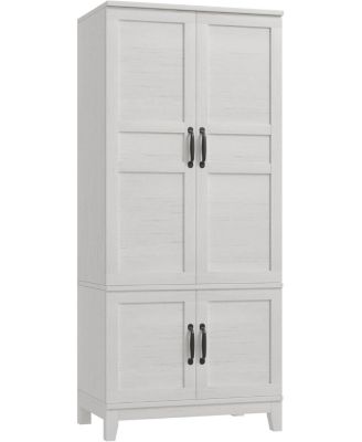 72" Armoire Wardrobe Closet with 4 Doors, Hanging Rod & Adjustable Shelves for Bedroom Storage