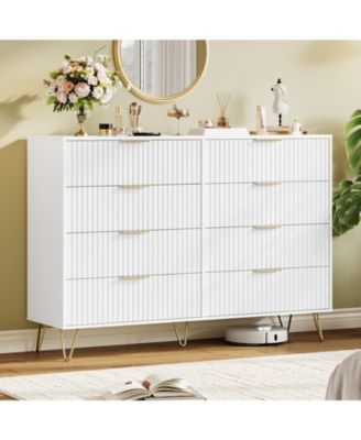 Fluted 8-Drawer Dresser for Bedroom, 55" Wide Modern Wooden Chest of Drawers