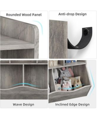 Kids Bookshelf and Toy Storage Bookcase, Multi-Shelf Cubby Organizer for Playroom and Classroom