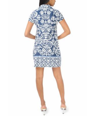 Women's Cap-Sleeve O-Zip Swing Dress