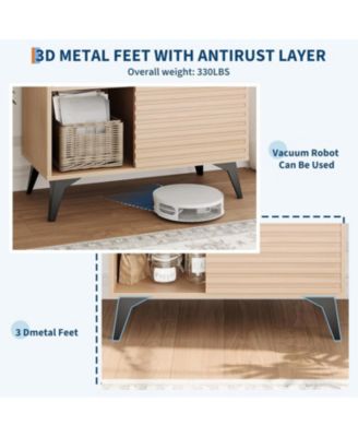 Modern 3-Tier Accent Cabinet with Doors, Wooden Buffet Sideboard with Metal Legs for Living Room or Dining Room