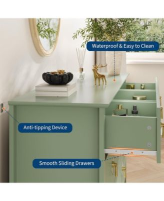 54" Wide Fluted Dresser, 7 Drawer Modern Wood Storage Chest for Bedroom, Living Room or Entryway