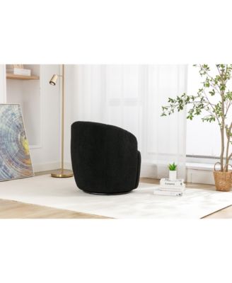 Teddy Fabric Swivel Barrel Chair with Black Ring