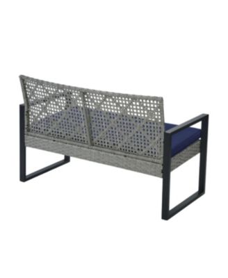  4-Piece Gray Acacia Wood Patio Furniture Set with Cushions