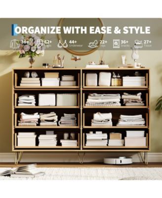 Fluted 8-Drawer Dresser for Bedroom, 55" Wide Modern Wooden Chest of Drawers