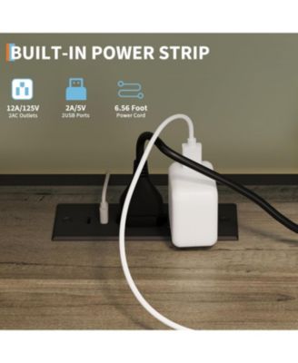 Bar Cabinet with LED Lights, Tall Coffee Bar Station with Power Outlets and Storage Rack, Grey