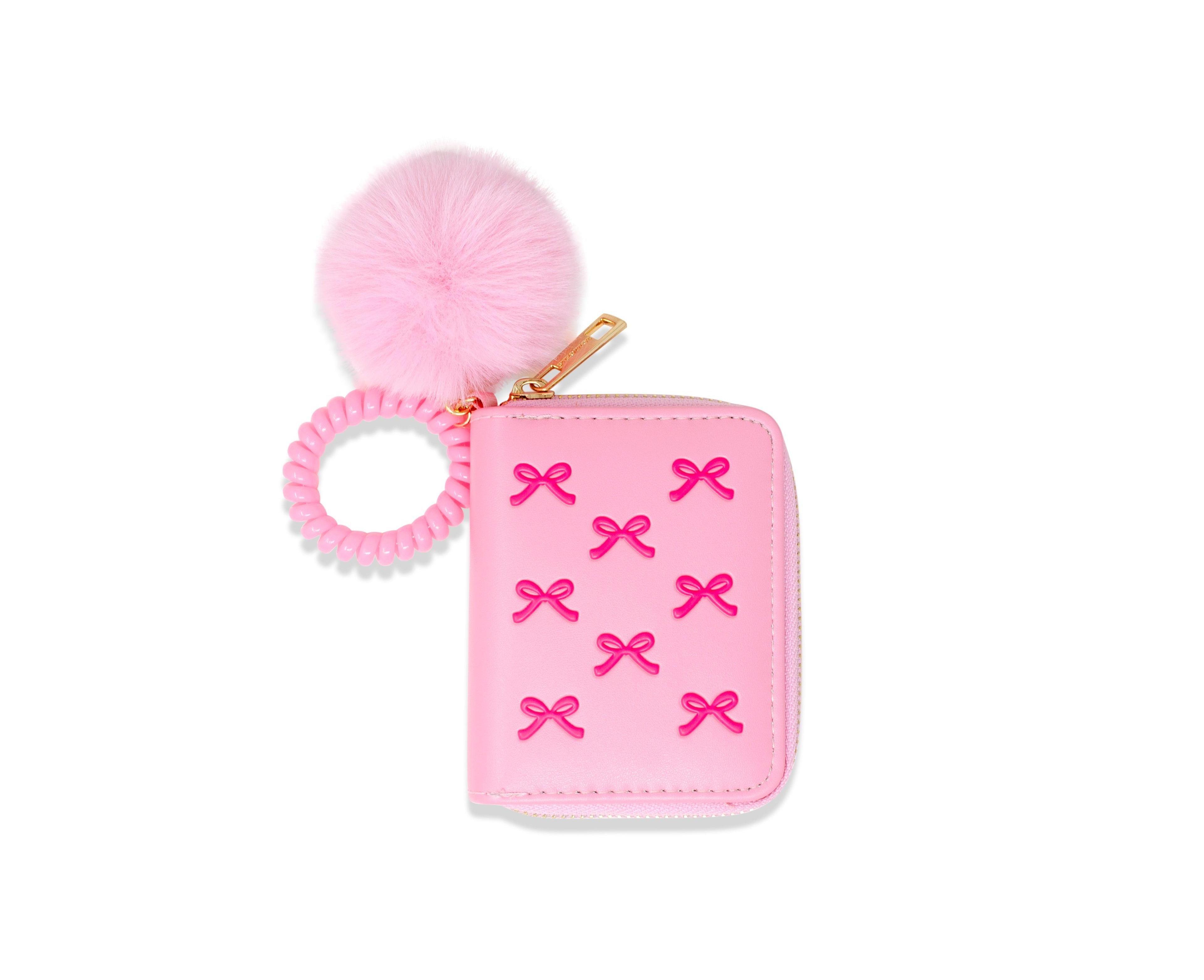 Zomi Gems 3D Bow Pom Pom Zip Wallet, Pink