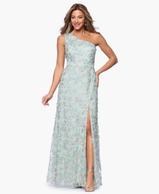 Women's One-Shoulder Embellished Side-Slit Gown