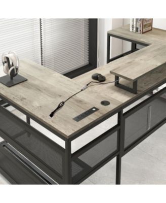 U-Shaped LED Gaming Desk - Large, Sturdy Home Office Computer Desk