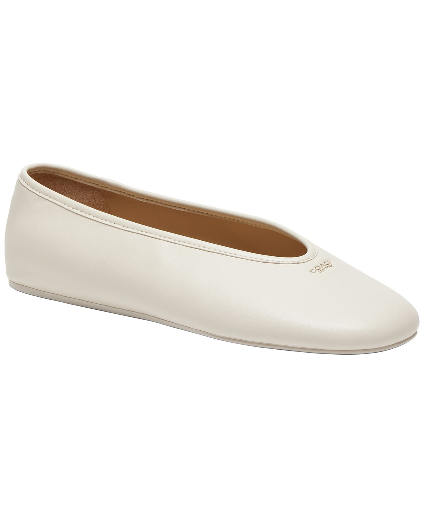 Женские балетки COACH Houston Leather Ballet Flats, цвет: Меловой — фото 1